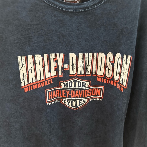 Harley Davidson Mens T-Shirt 2XL Blue Zips 45th Parallel Mackinac Island MI 2016 - Picture 4 of 10